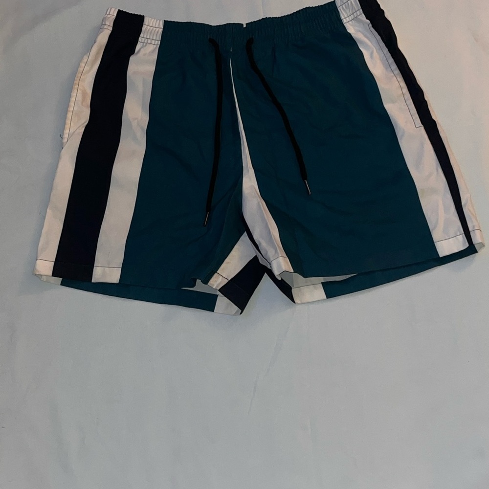 SHEIN Blue and White Athletic Shorts with Elastic Waistband